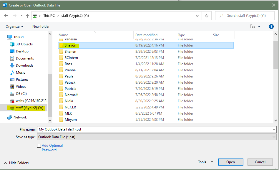 navigate to folder